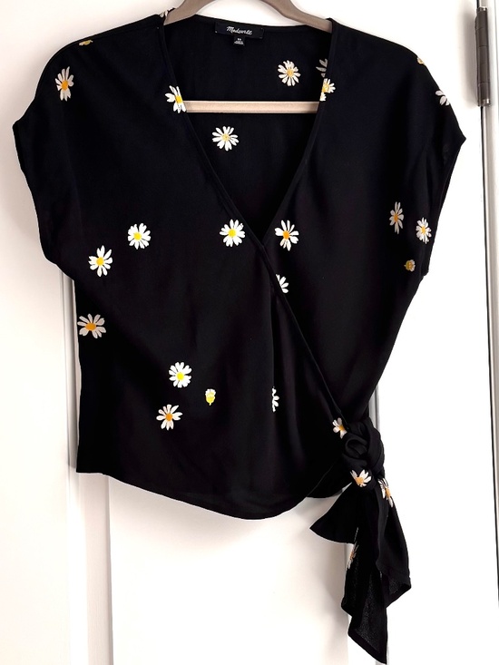 Madewell Tops - Madewell Sash-Tie Wrap Crop Top Daisy Print Blouse Size XS